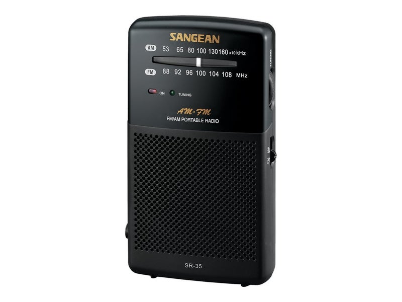 SANGEAN راديو جيب تناظري Sangean SR-35 AM/FM مع مكبر صوت مدمج، أسود - Image 1